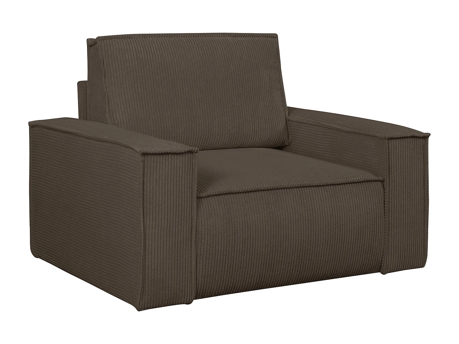 Canapé 4 places convertible et fauteuil en velours côtelé marron AMELIA