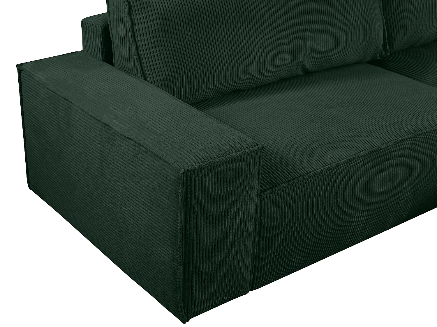 Canapé 4 places convertible et fauteuil en velours côtelé vert sapin AMELIA