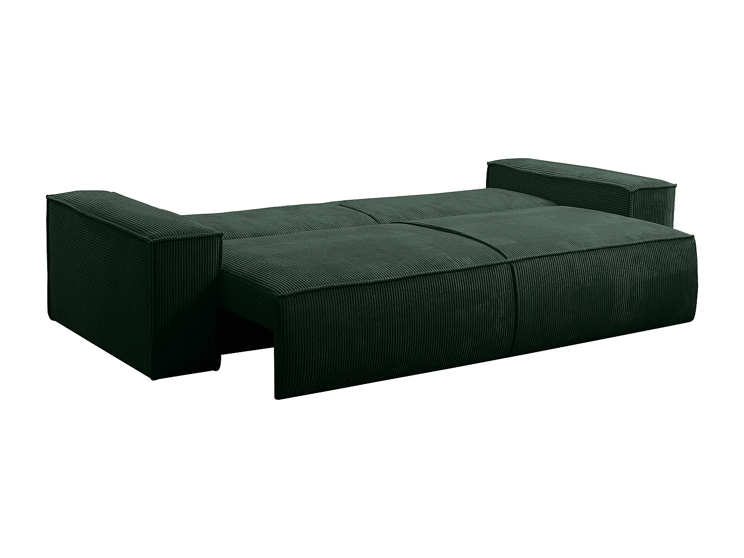 Canapé 4 places convertible et fauteuil en velours côtelé vert sapin AMELIA