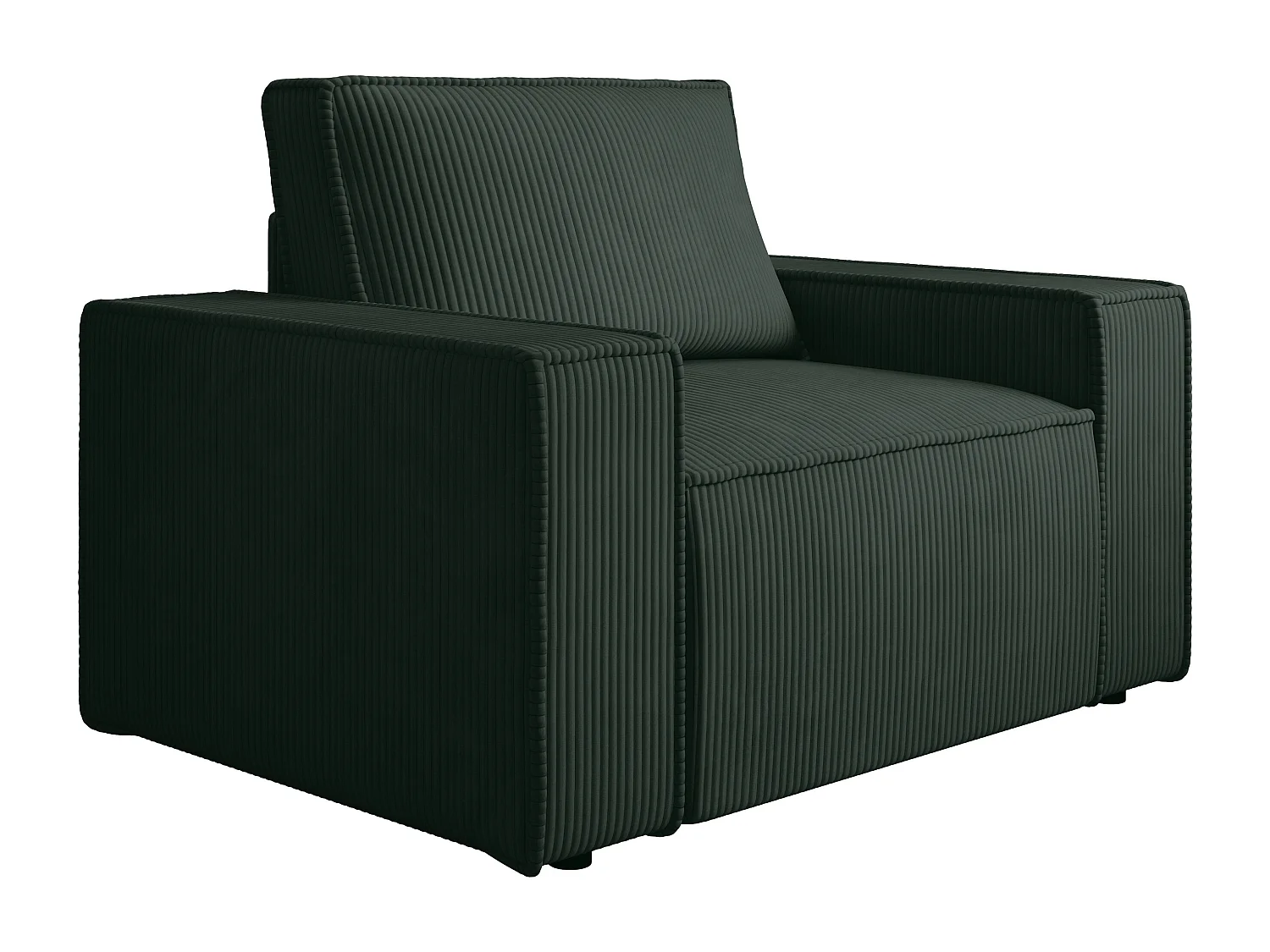 Canapé 4 places convertible et fauteuil en velours côtelé vert sapin AMELIA