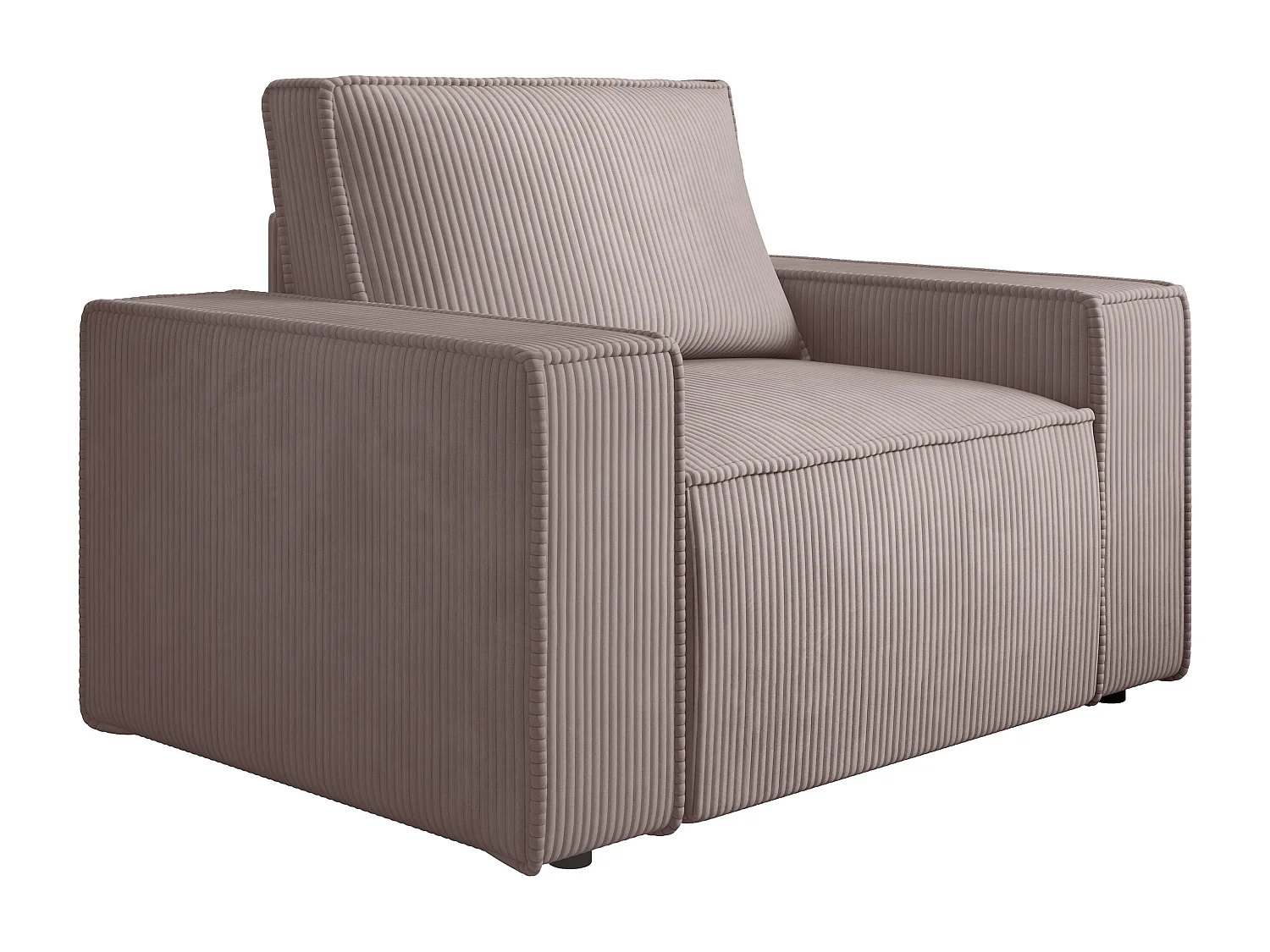 Canapé 4 places convertible et fauteuil en velours côtelé violet clair AMELIA