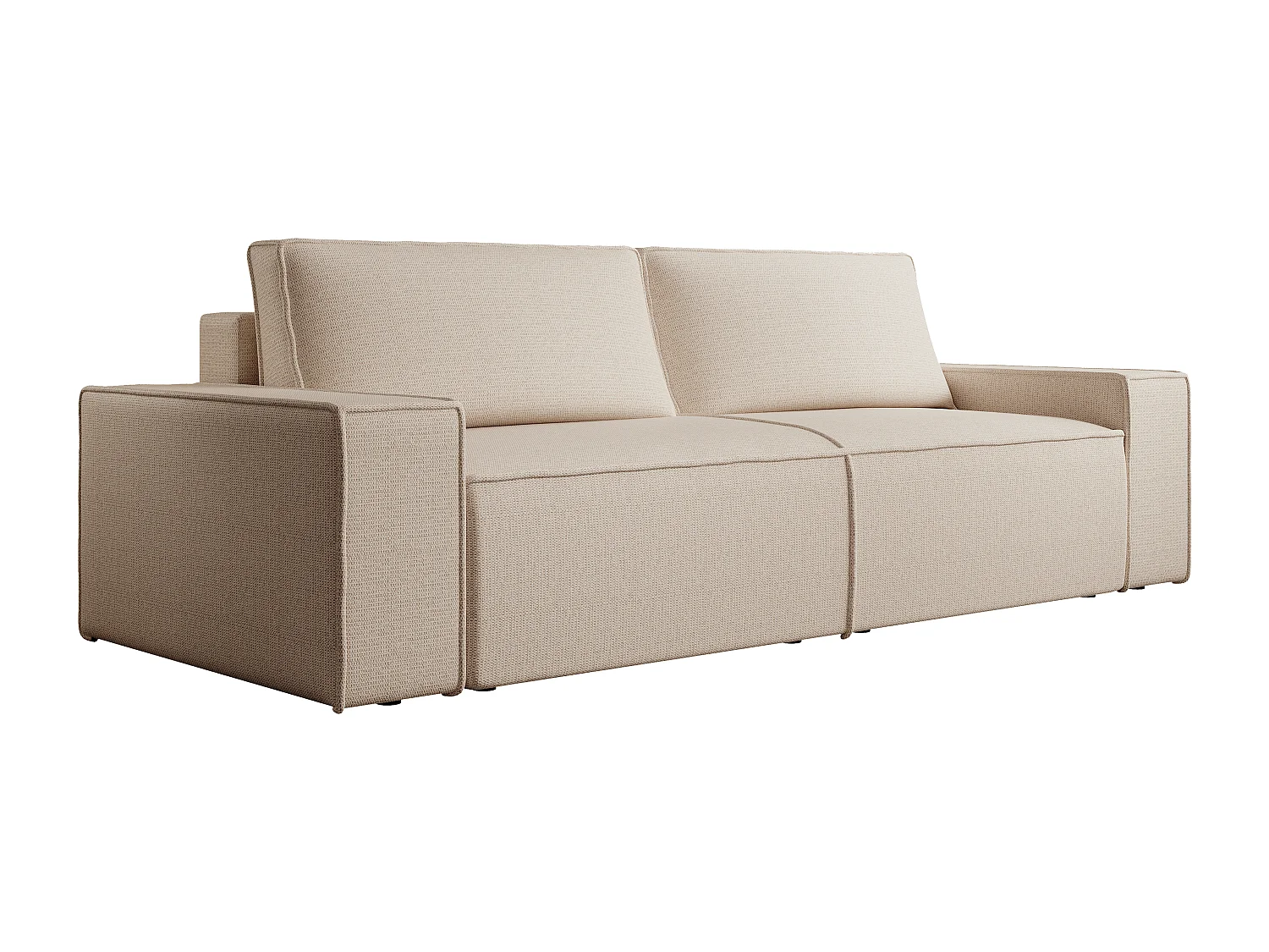 Canapé 4 places convertible et fauteuil en tissu texturé beige AMELIA