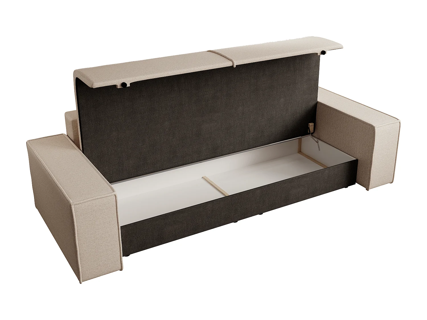 Canapé 4 places convertible et fauteuil en tissu texturé beige AMELIA