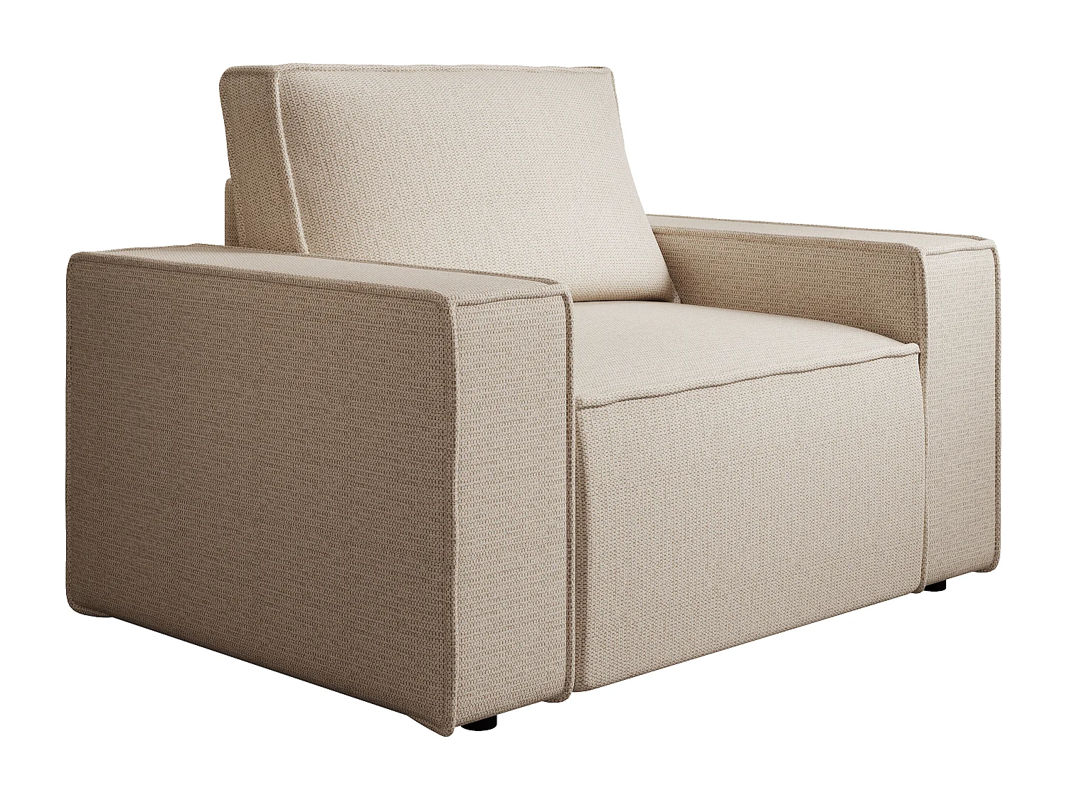 Canapé 4 places convertible et fauteuil en tissu texturé beige AMELIA