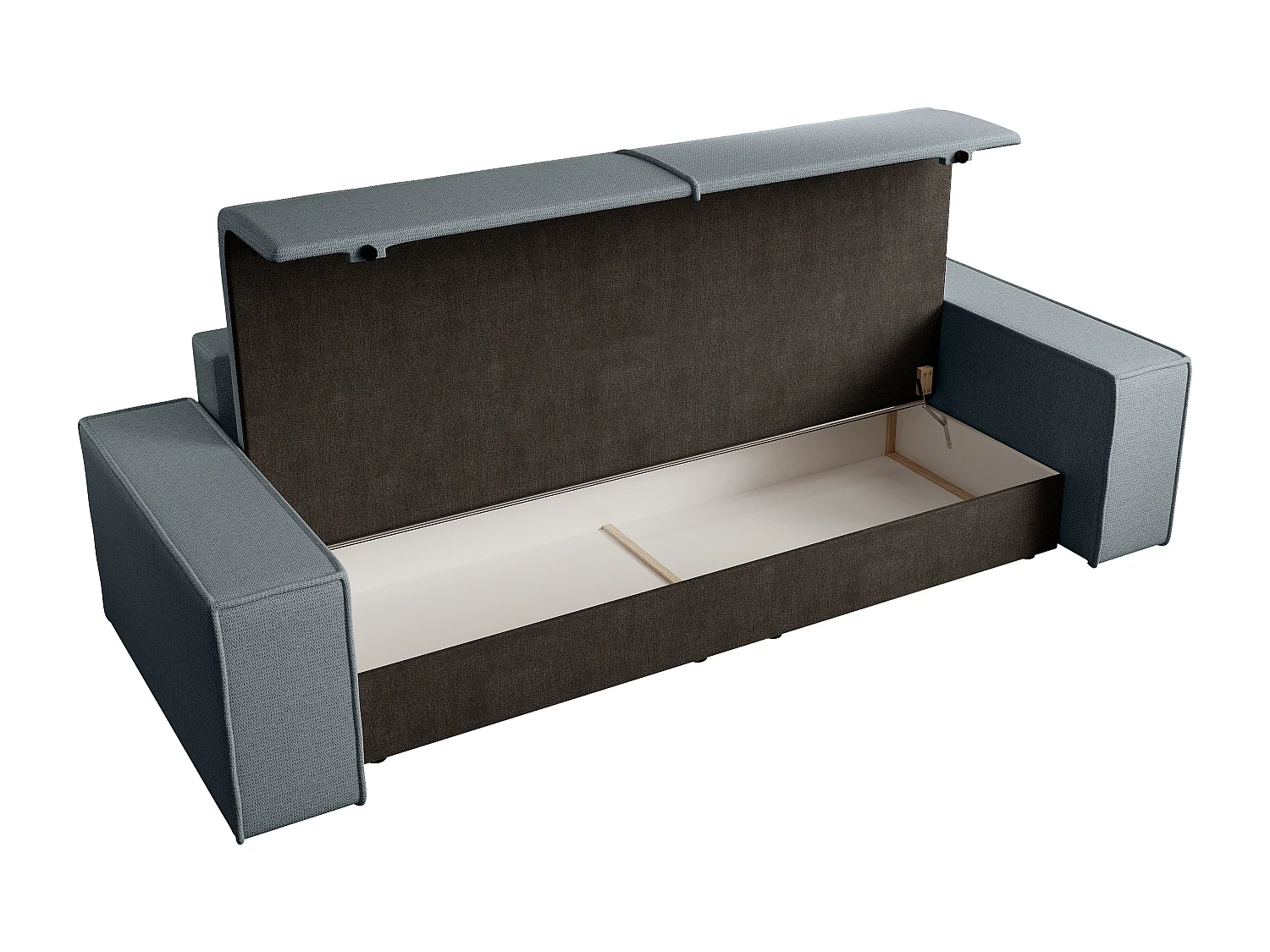 Canapé 4 places convertible et fauteuil en tissu texturé bleu AMELIA