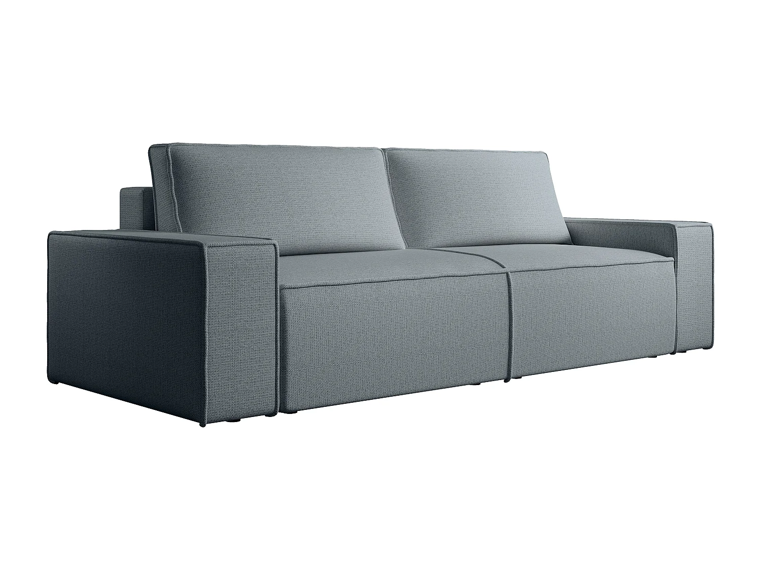 Canapé 4 places convertible et fauteuil en tissu texturé bleu AMELIA