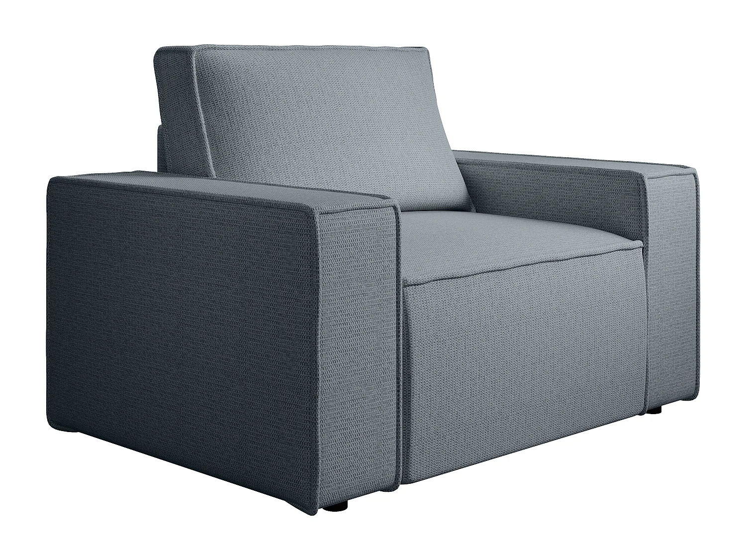 Canapé 4 places convertible et fauteuil en tissu texturé bleu AMELIA