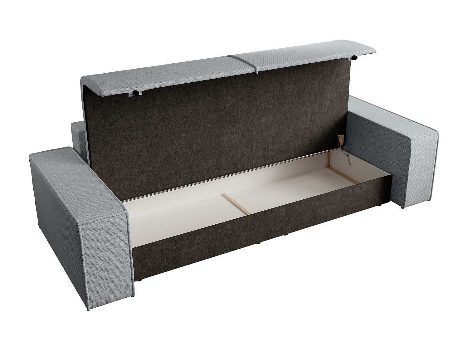 Canapé 4 places convertible et fauteuil en tissu texturé gris AMELIA