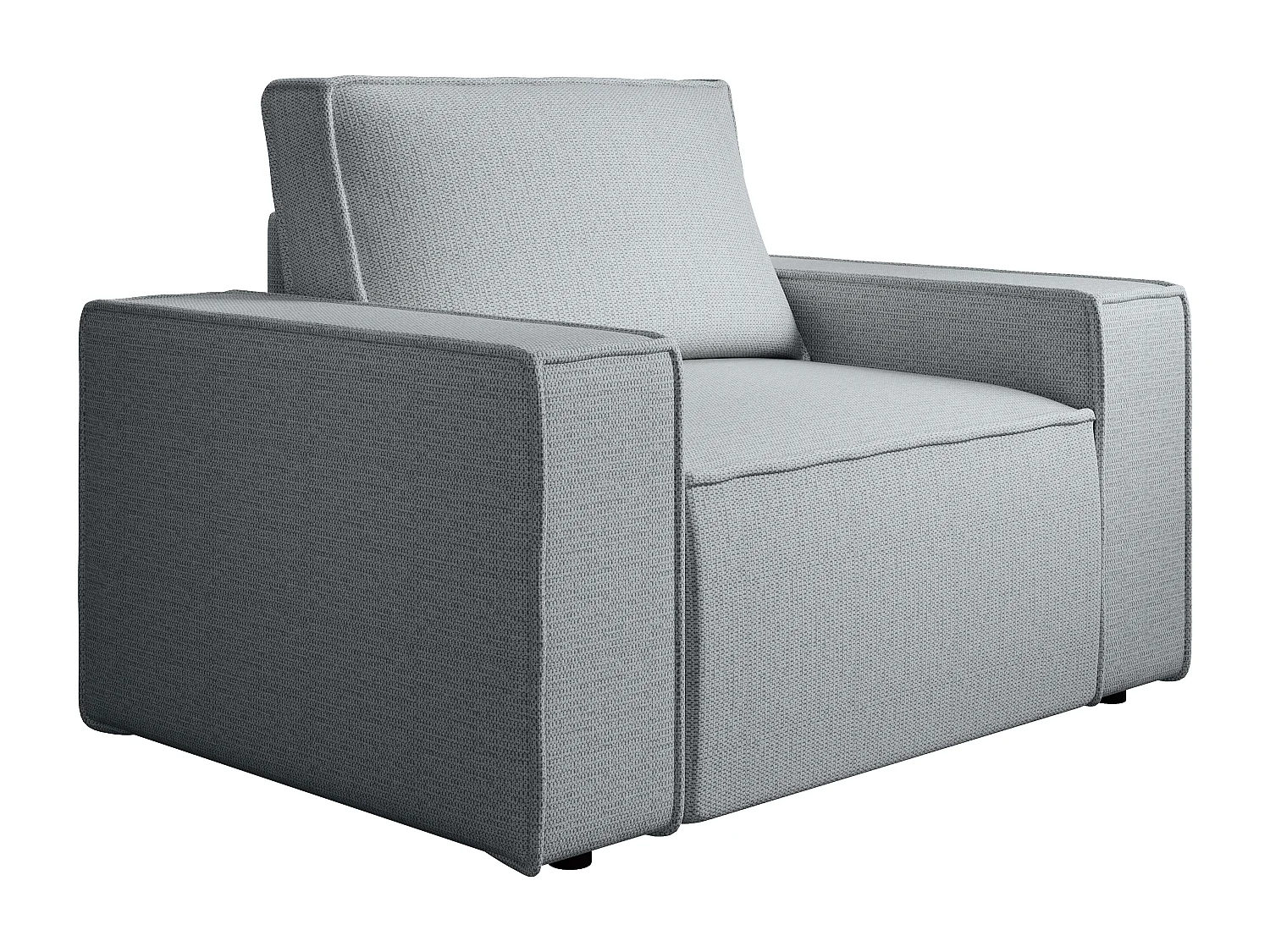 Canapé 4 places convertible et fauteuil en tissu texturé gris AMELIA