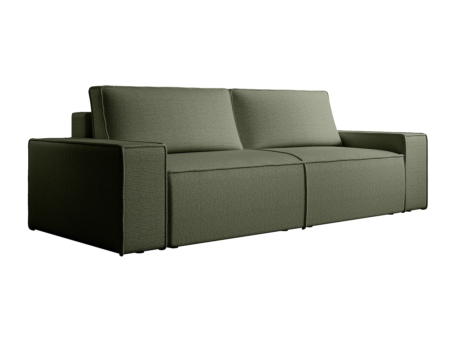 Canapé 4 places convertible et fauteuil en tissu texturé vert AMELIA