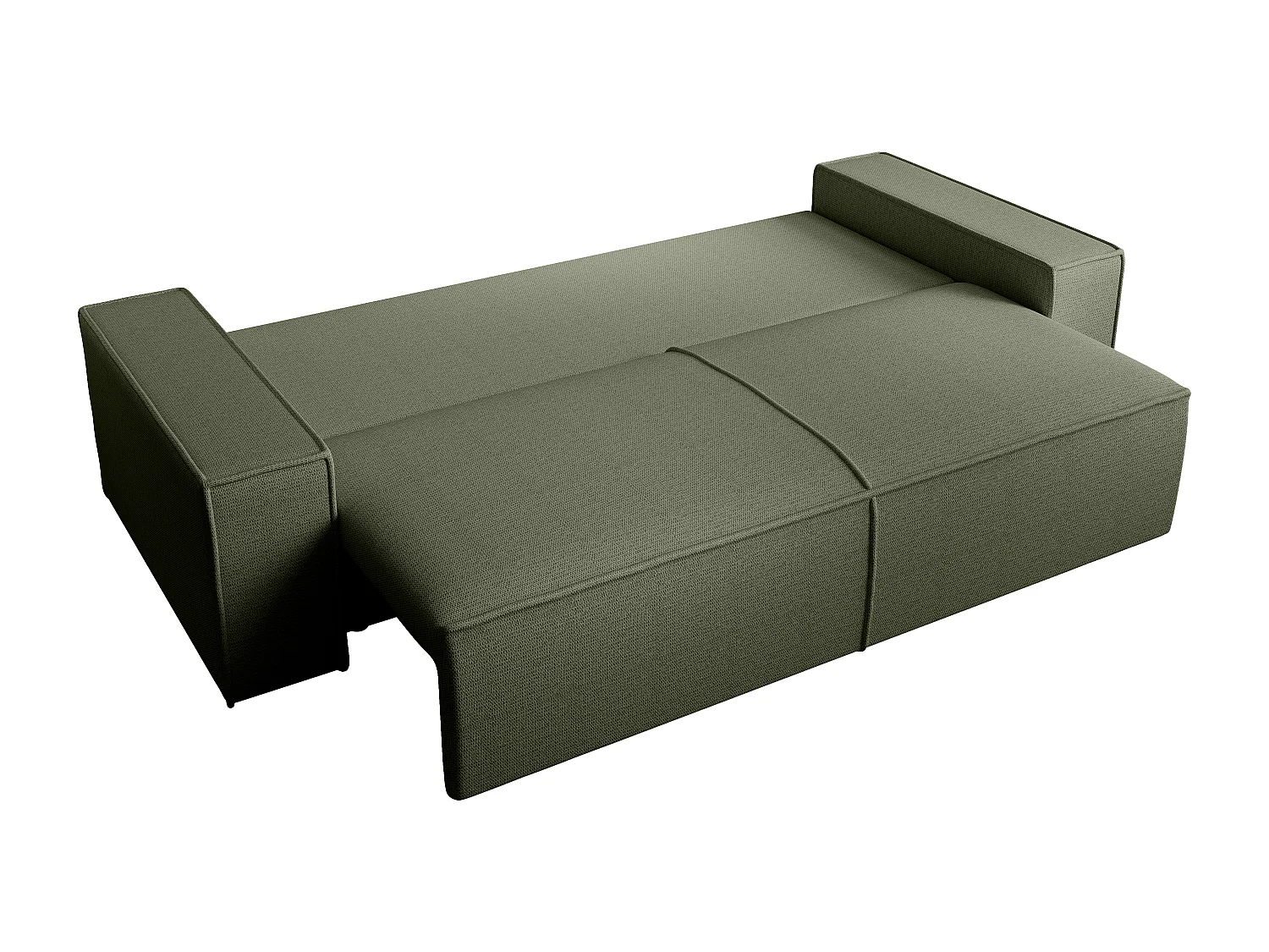 Canapé 4 places convertible et fauteuil en tissu texturé vert AMELIA