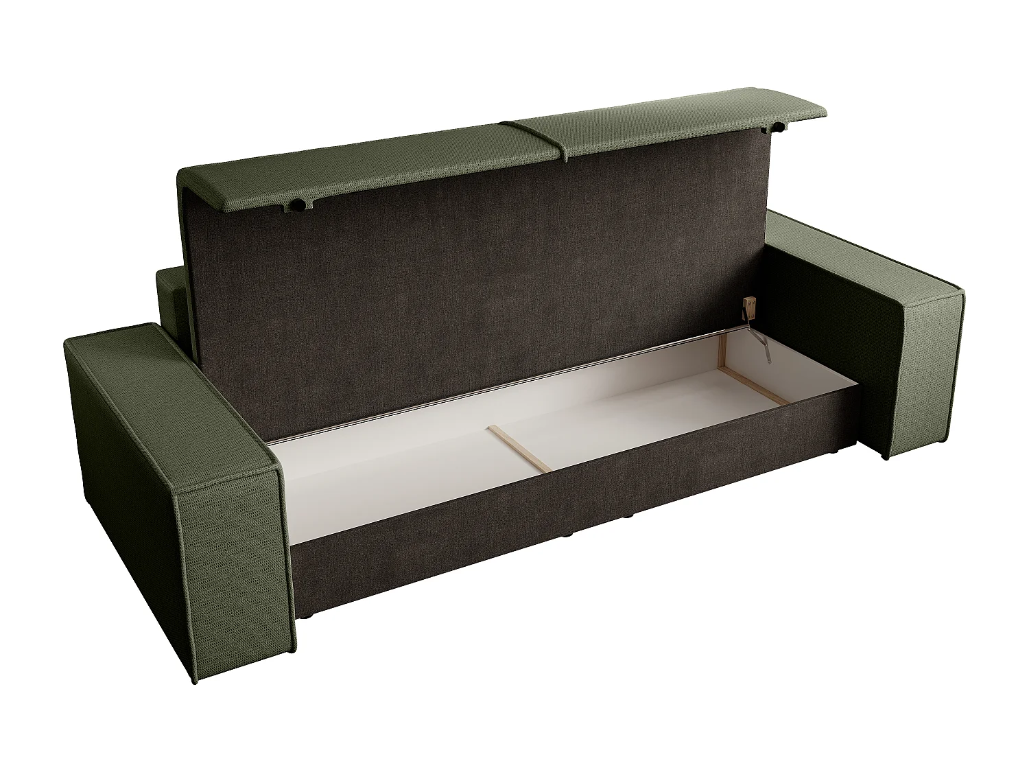 Canapé 4 places convertible et fauteuil en tissu texturé vert AMELIA