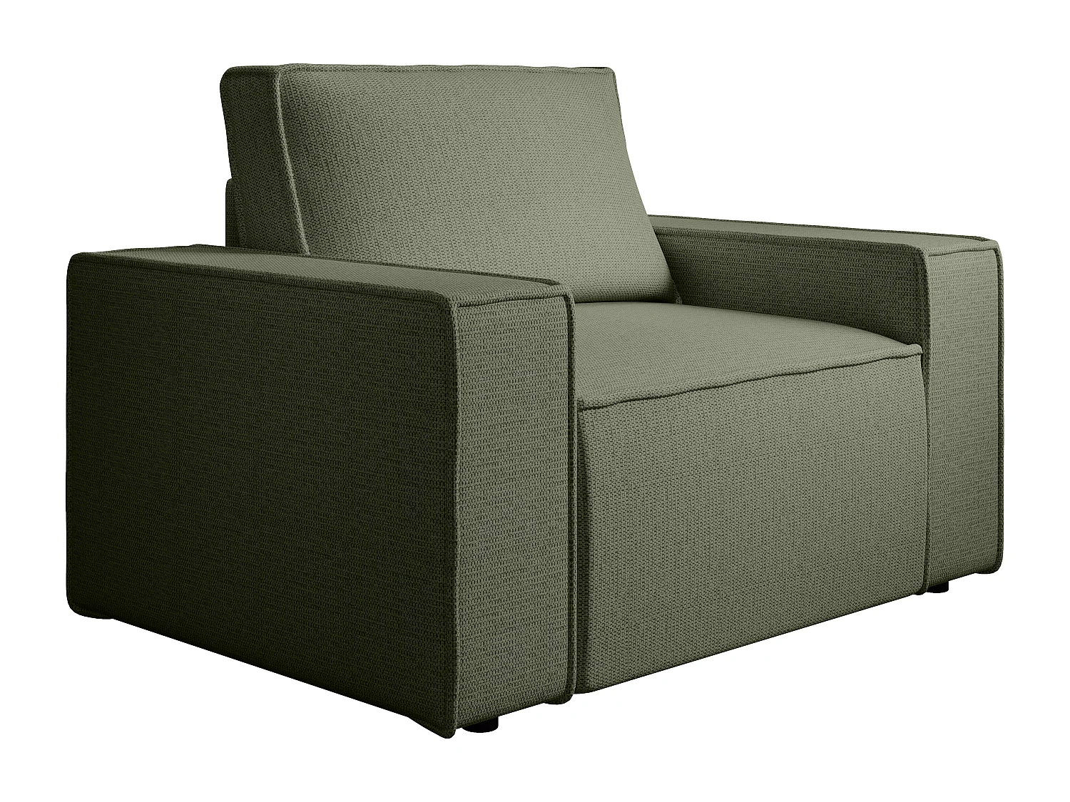 Canapé 4 places convertible et fauteuil en tissu texturé vert AMELIA