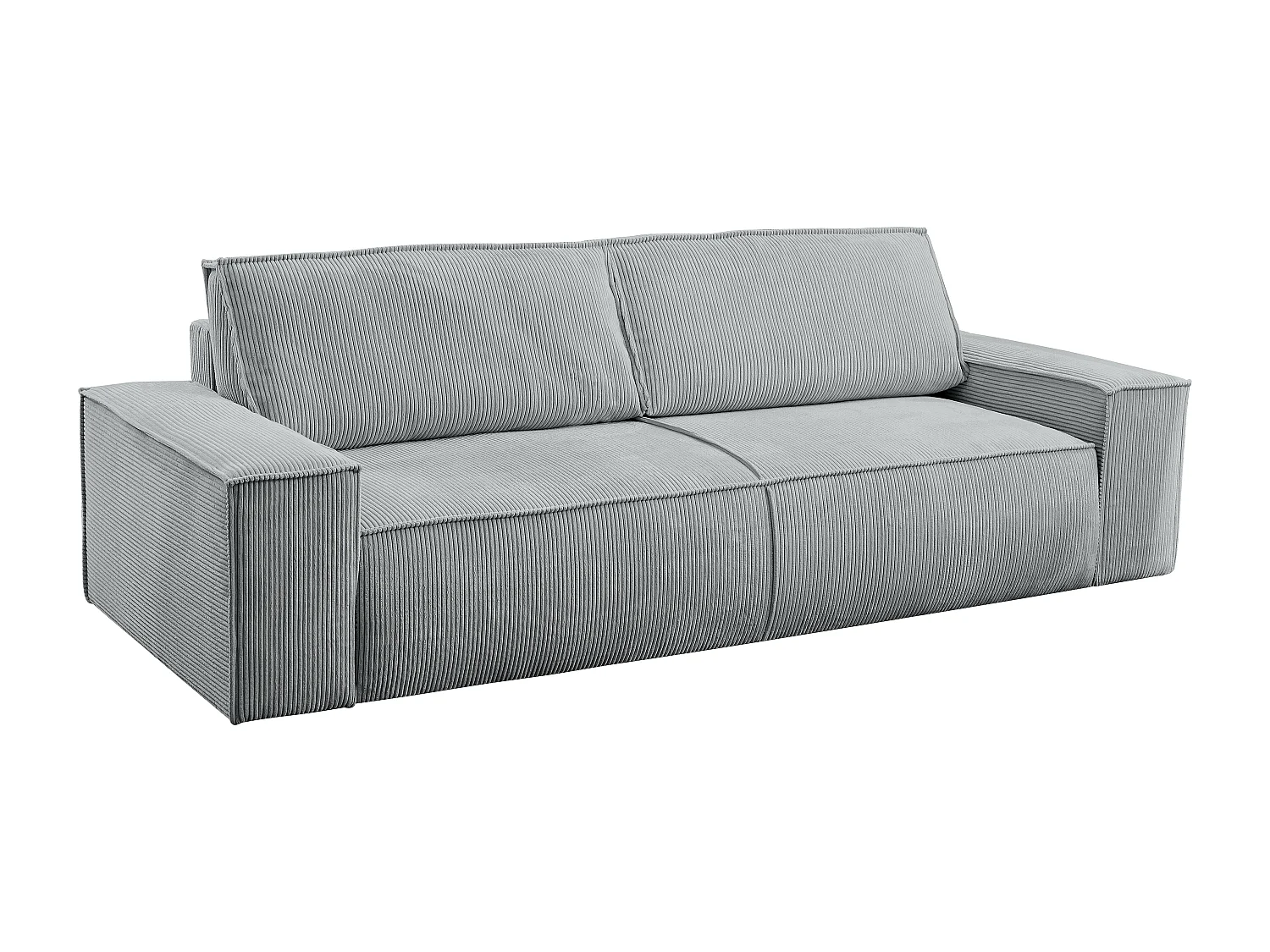 Canapé 4 places convertible et fauteuil en velours côtelé gris clair AMELIA