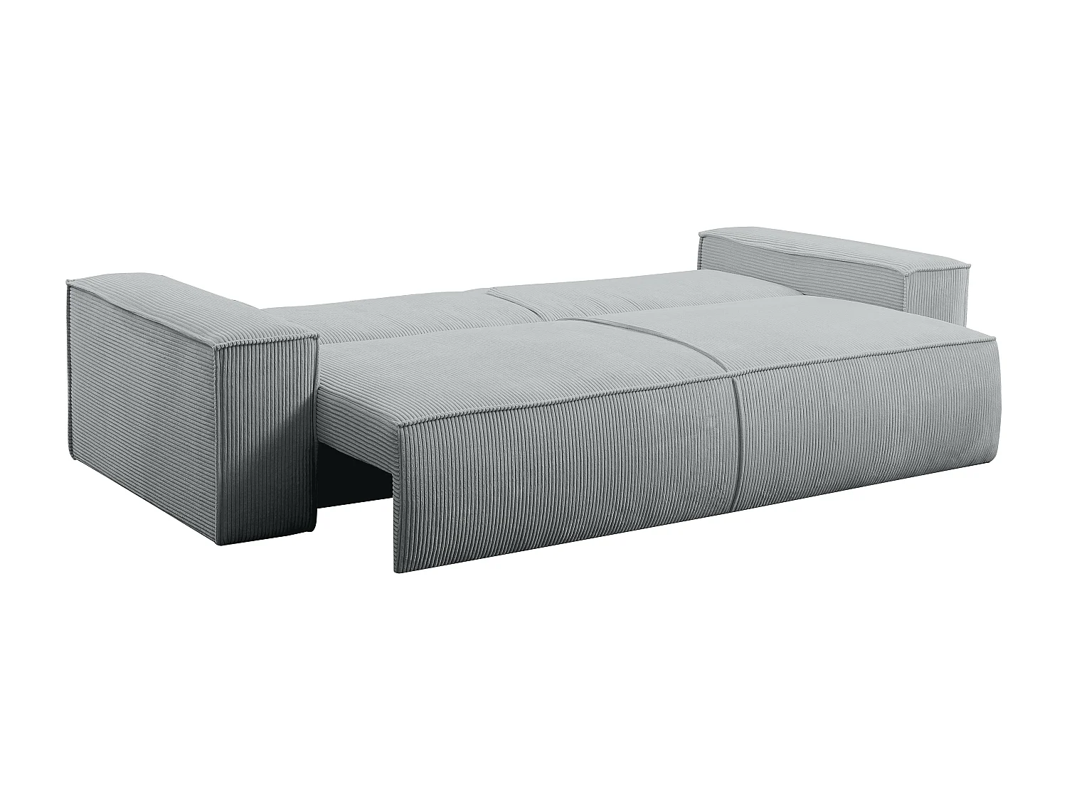 Canapé 4 places convertible et fauteuil en velours côtelé gris clair AMELIA