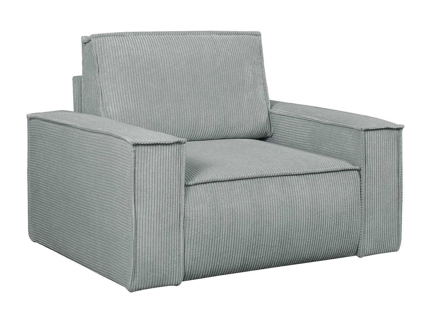 Canapé 4 places convertible et fauteuil en velours côtelé gris clair AMELIA