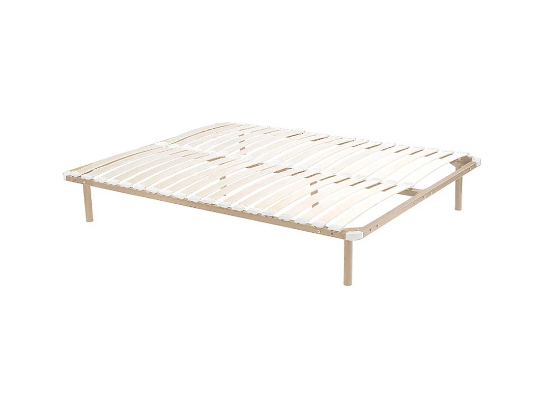Sommier cadre à lattes 180 x 200 cm - 2x19 lattes - Avec pied - Beige - KALISTA de YSMÉE