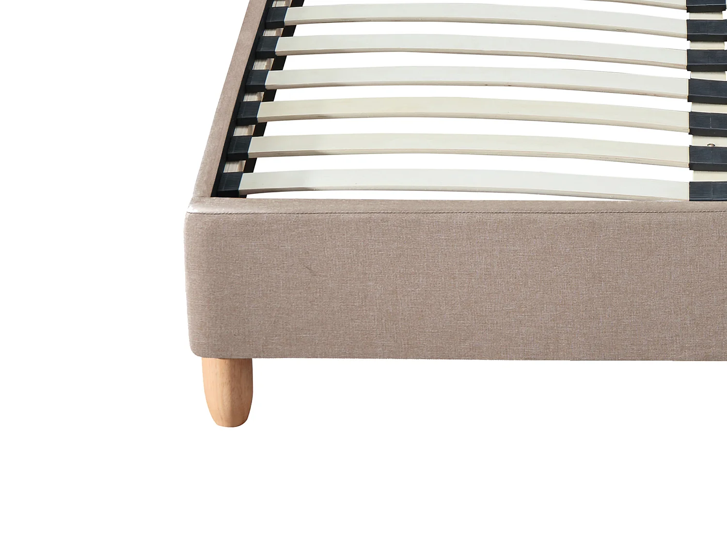 Letto 160 x 200 cm con testata trapuntata Tessuto Beige + Materasso - ELIDE