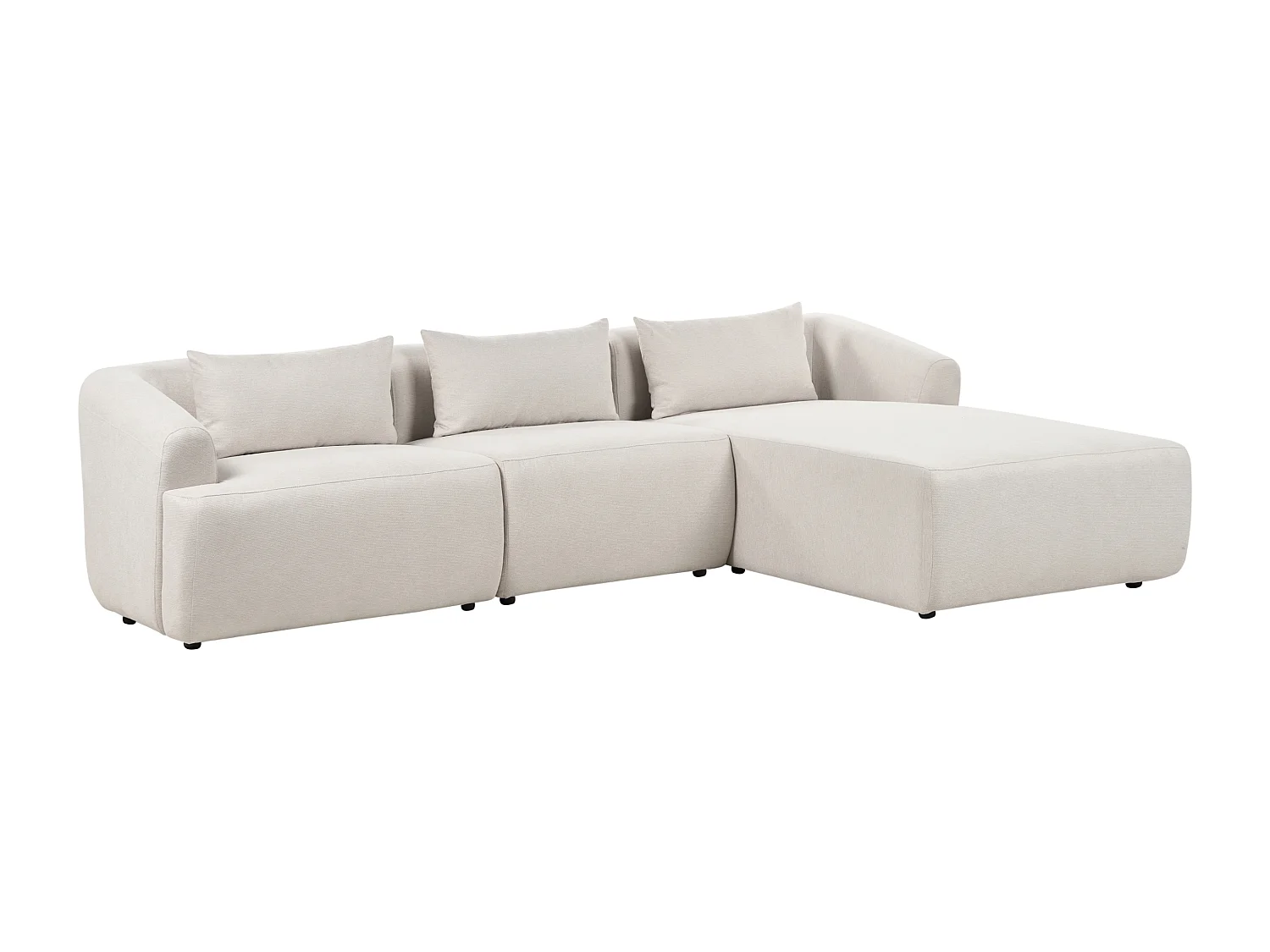 Canapé Angle droite Design Minimaliste Moderne 3 Places avec Coussins 3 places en Tissu Rembourré Beige Svansele