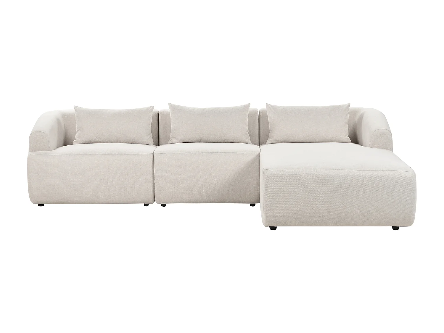 Canapé Angle droite Design Minimaliste Moderne 3 Places avec Coussins 3 places en Tissu Rembourré Beige Svansele