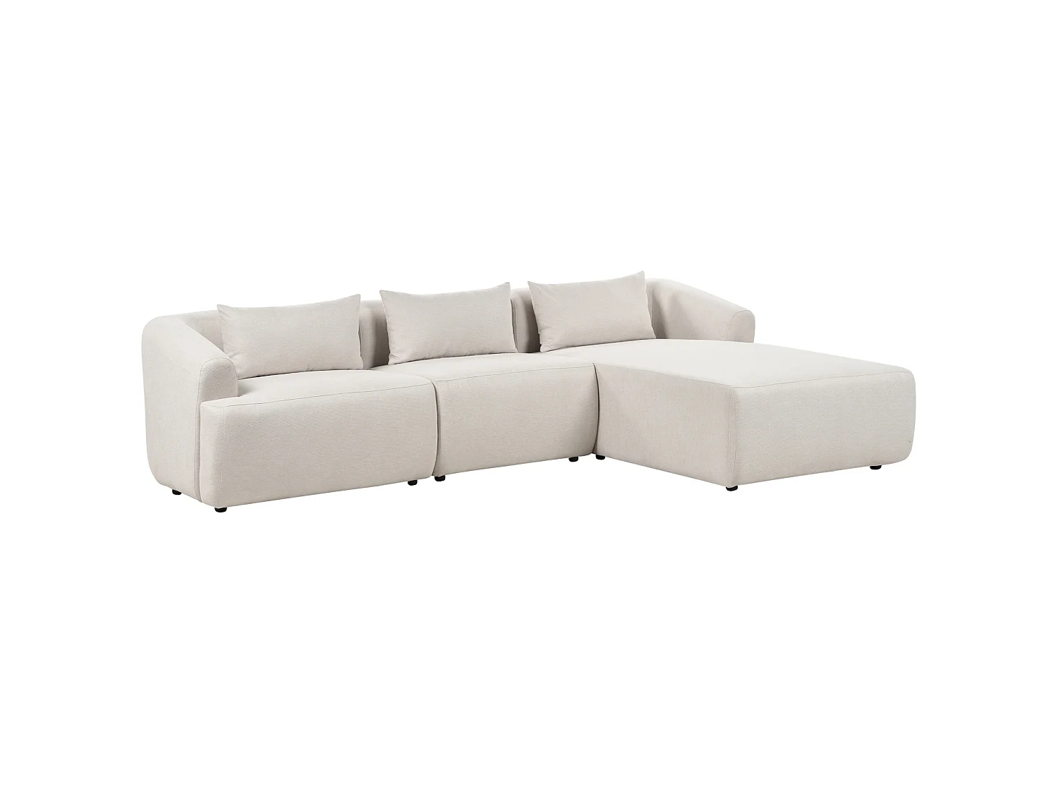 Canapé d'angle gauche 3 places en coton beige