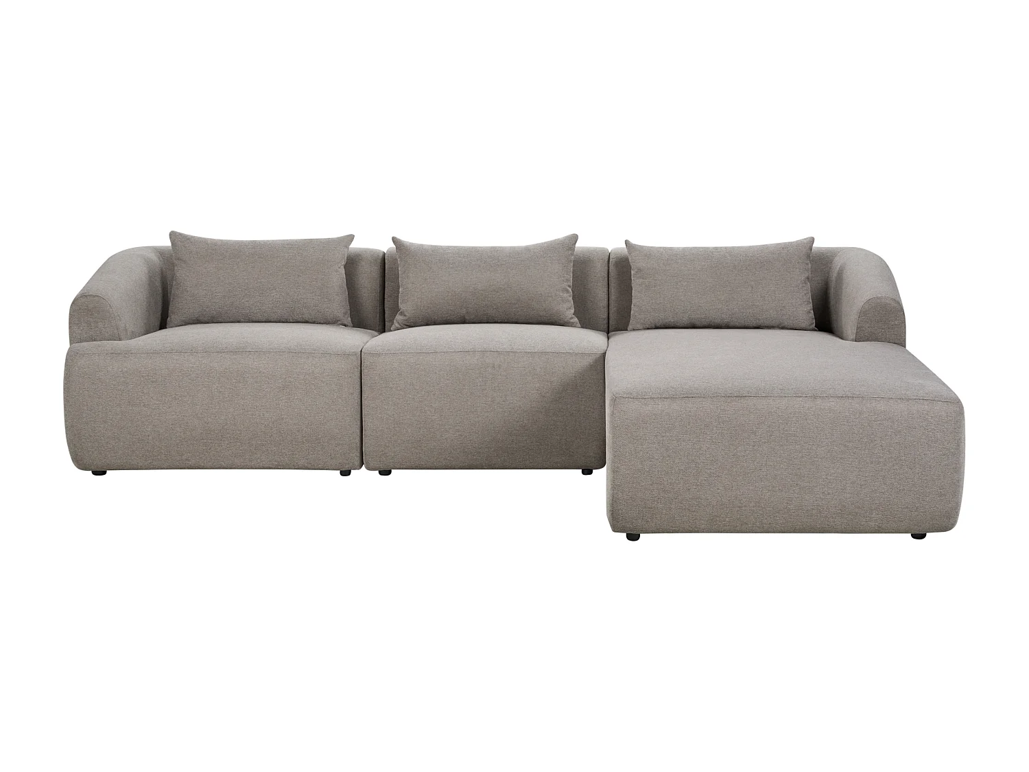 3-Sitzer Ecksofa L-förmig Stoff beige taupe Chaiselongue links 3 Kissen Svansele