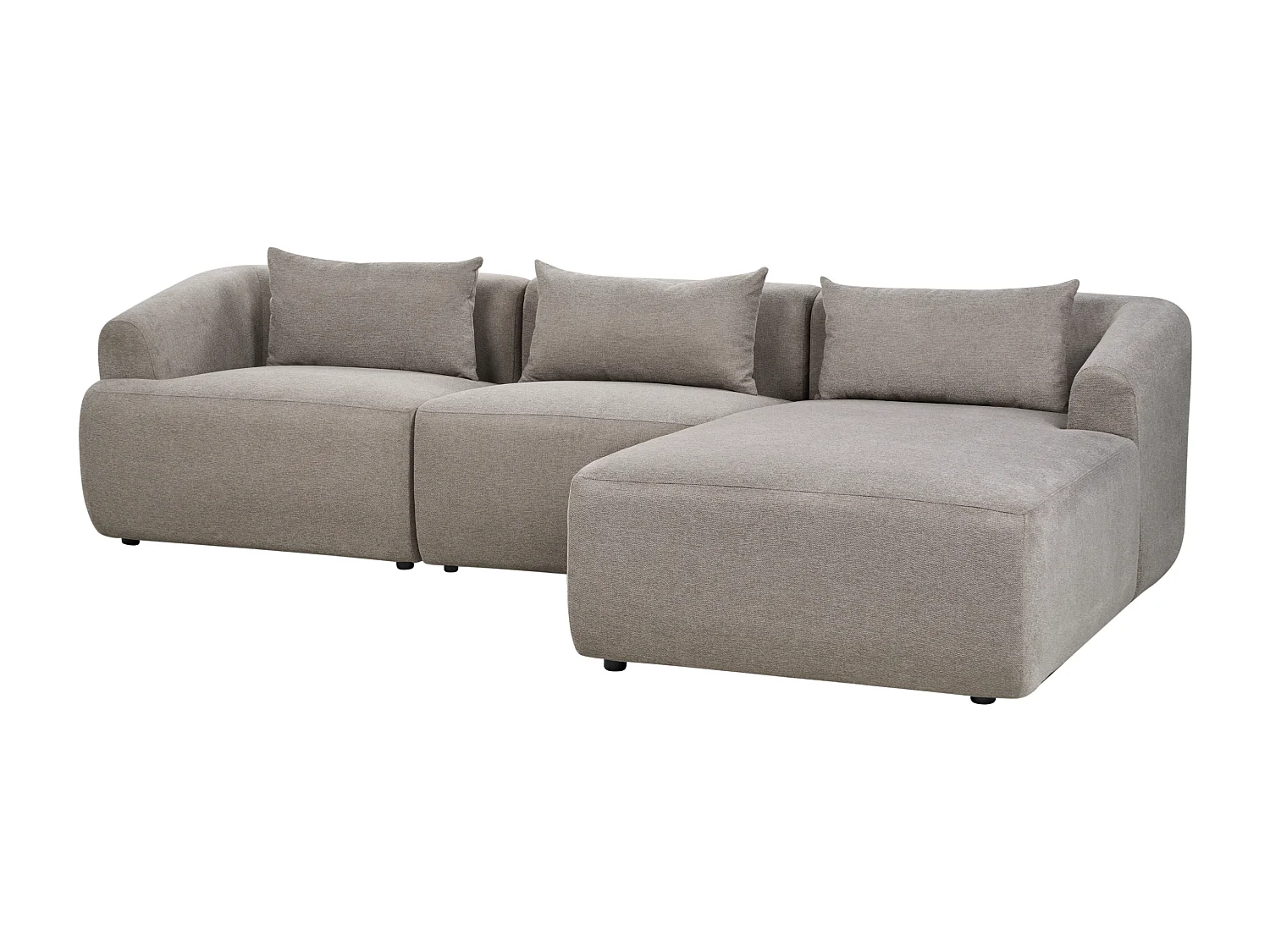 3-Sitzer Ecksofa L-förmig Stoff beige taupe Chaiselongue links 3 Kissen Svansele