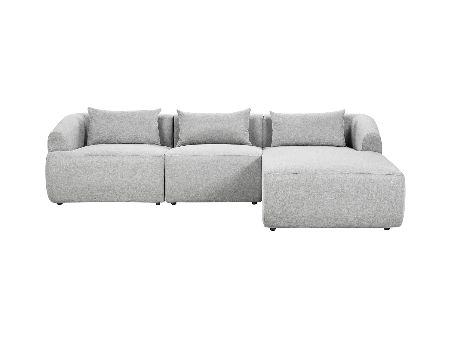 3-Sitzer Ecksofa L-förmig Stoff grau mit Chaiselongue links 3 Kissen Svansele