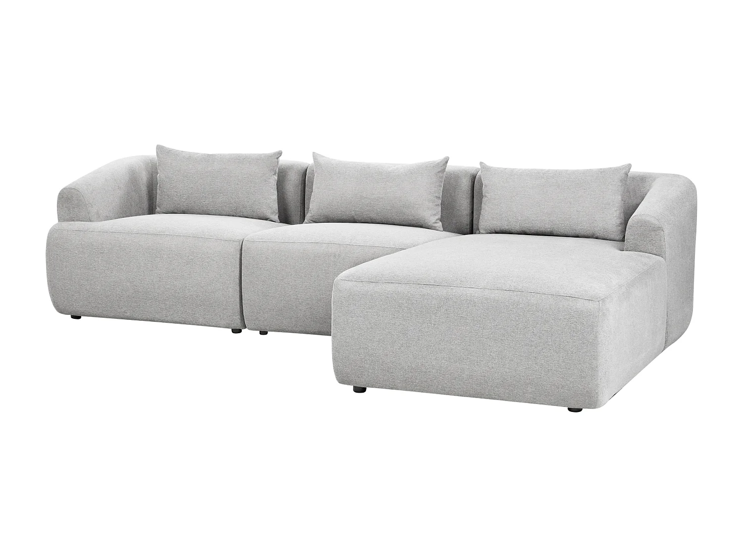 3-Sitzer Ecksofa L-förmig Stoff grau mit Chaiselongue links 3 Kissen Svansele