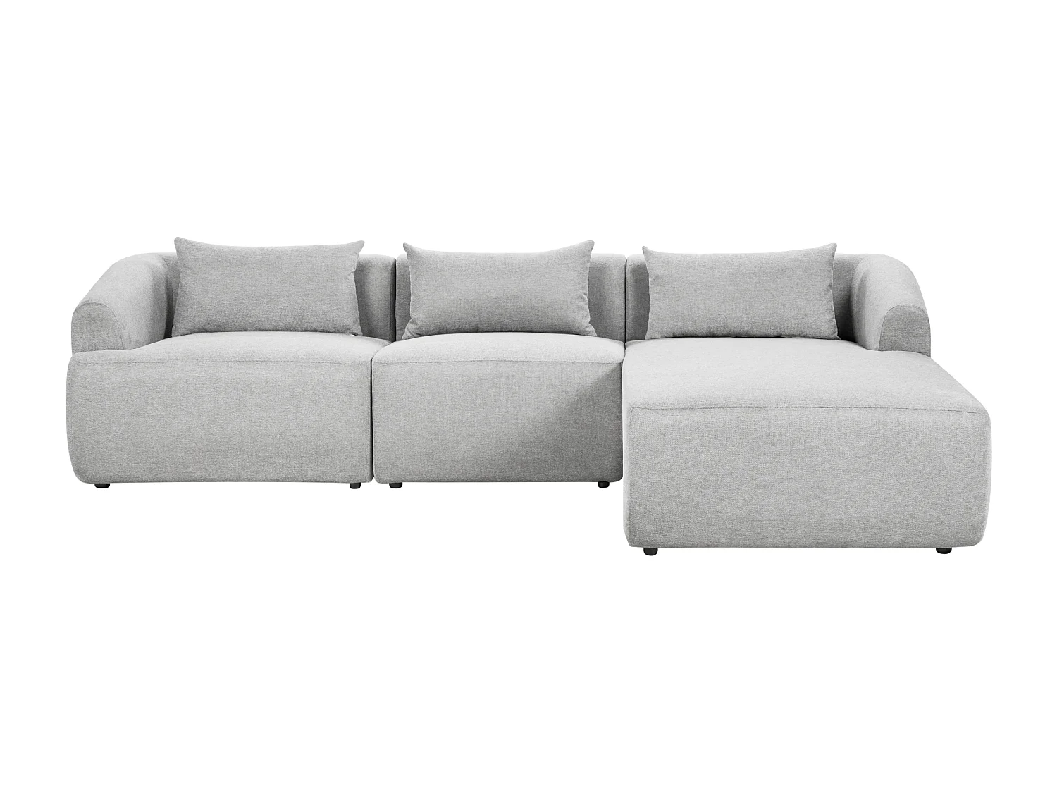 Canapé Angle droite Design Minimaliste Moderne 3 Places avec Coussins 3 places en Tissu Rembourré Gris Svansele