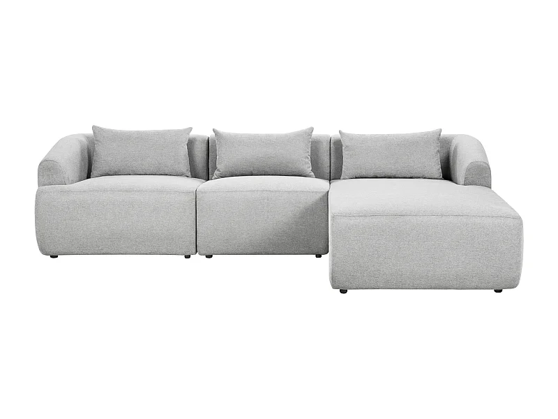 Canapé Angle droite Design Minimaliste Moderne 3 Places avec Coussins 3 places en Tissu Rembourré Gris Svansele
