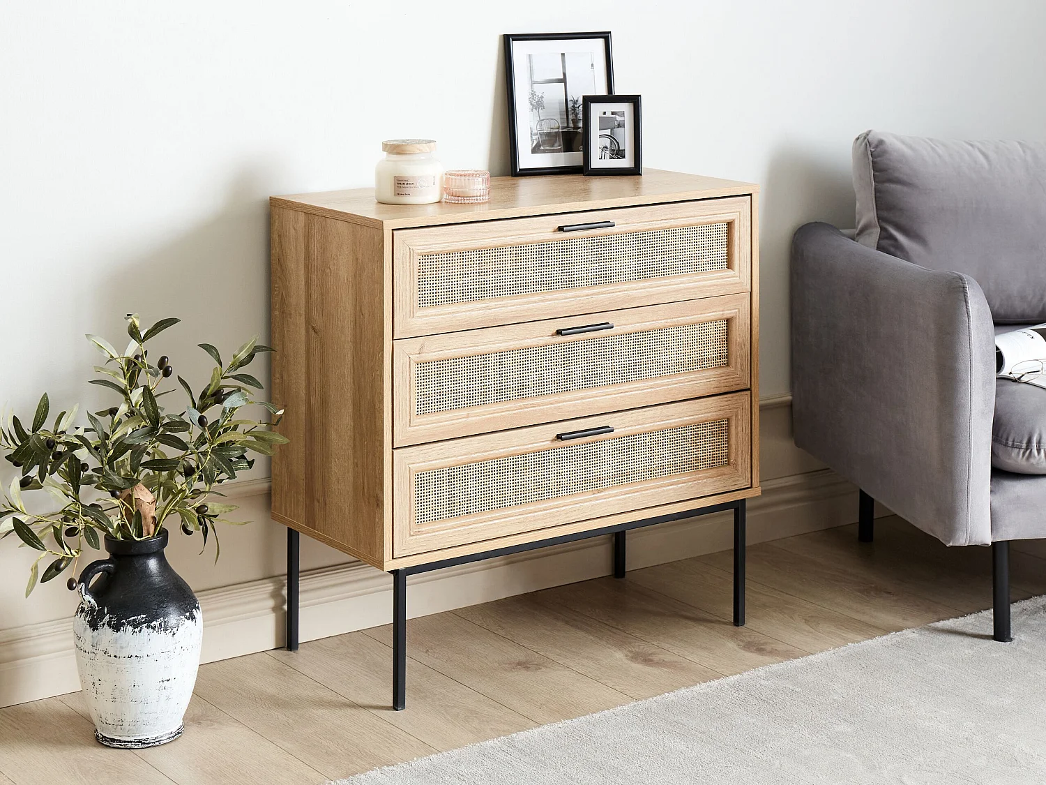 Cómoda 3 gavetas PASCO Castanho claro