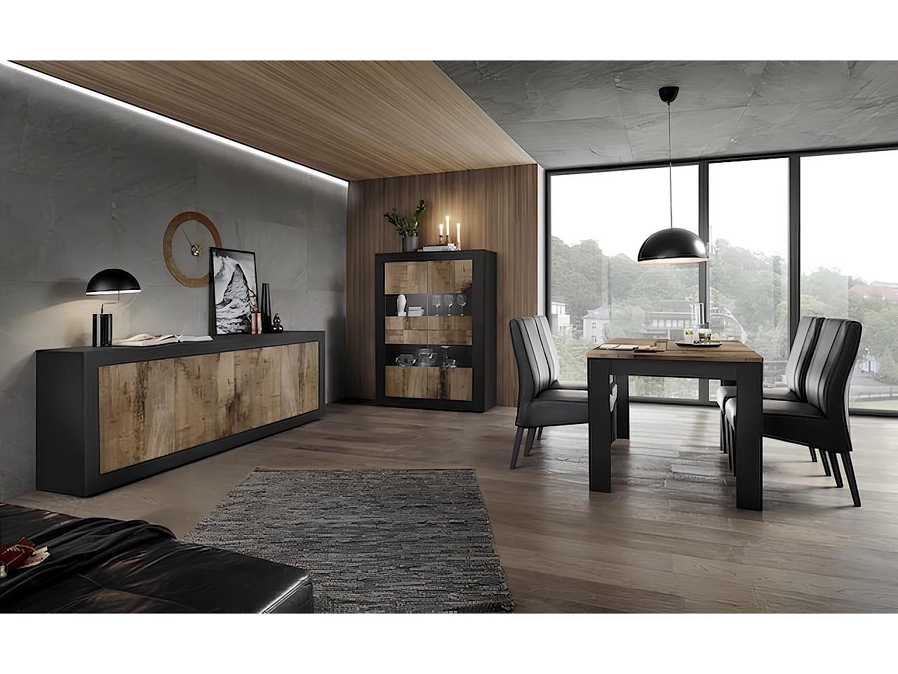Salle à manger BASIC noir mat-pero - Sans Vitrine