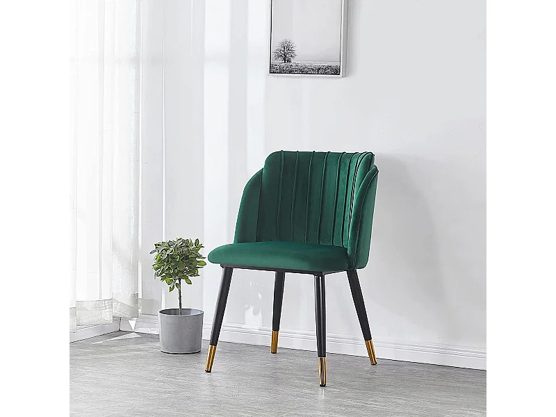 MILANO - Chaise de Salle à Manger en Velours - Style Vintage - Vert