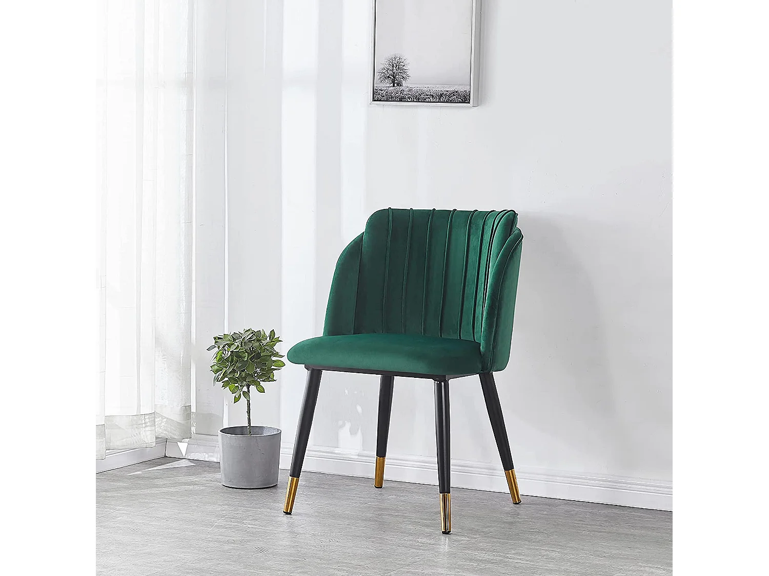 MILANO - Chaise de Salle à Manger en Velours - Style Vintage - Vert