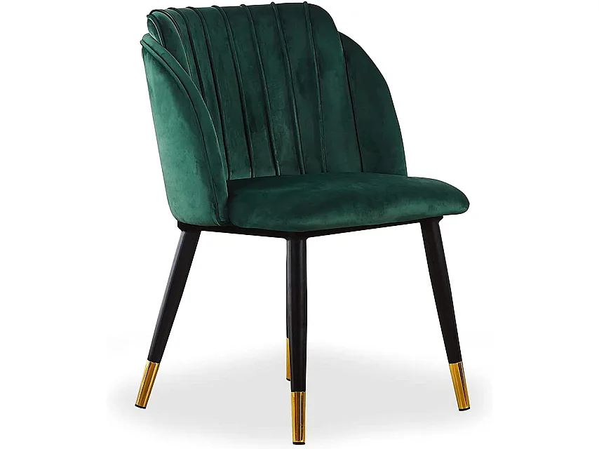 MILANO - Chaise de Salle à Manger en Velours - Style Vintage - Vert