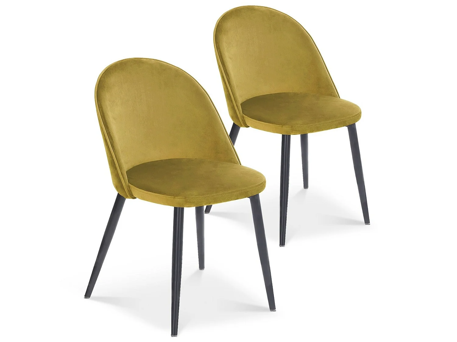 Lot de 2 chaises Cecilia velours Jaune pieds noirs