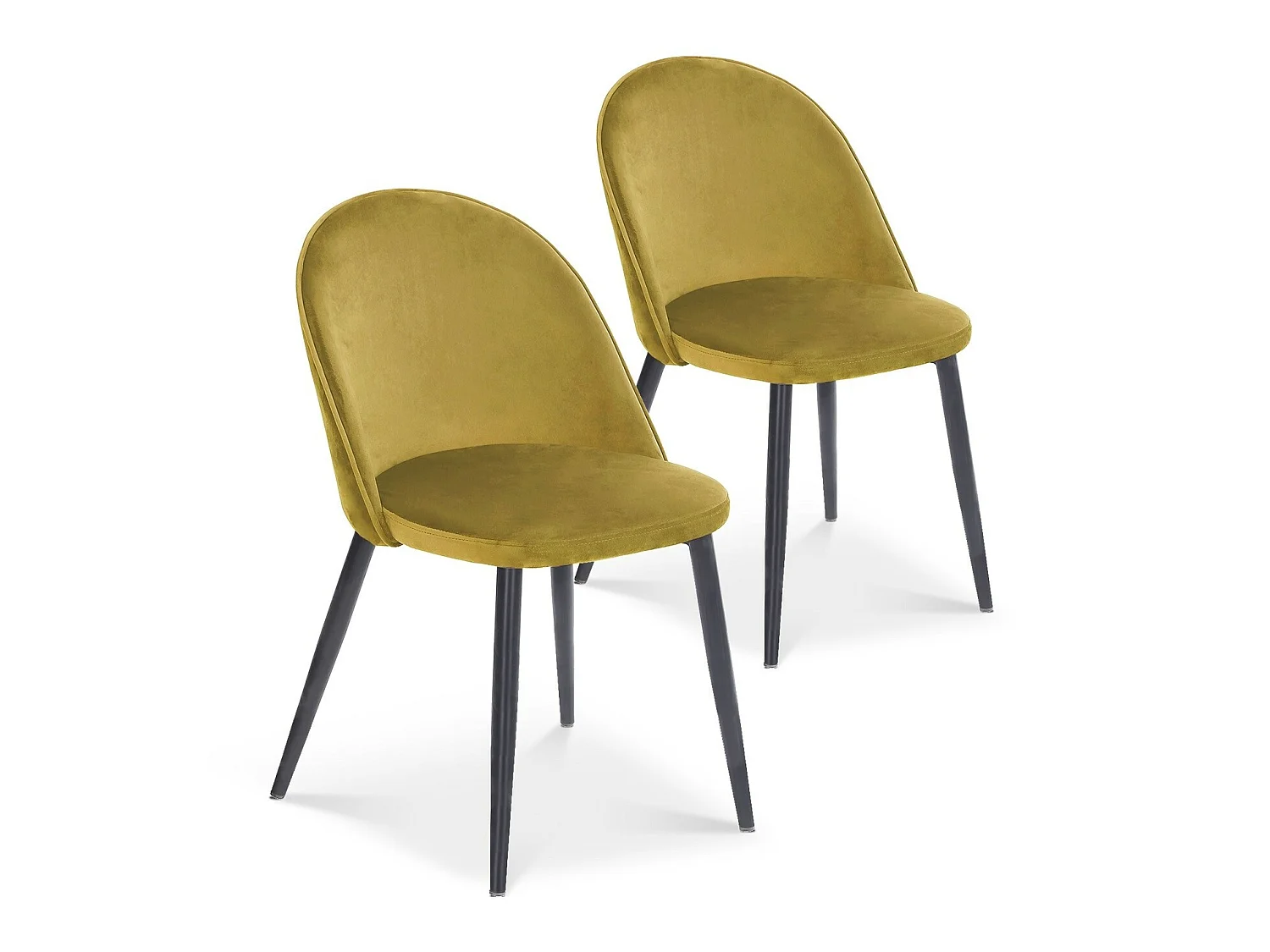 Lot de 2 chaises Cecilia velours Jaune pieds noirs