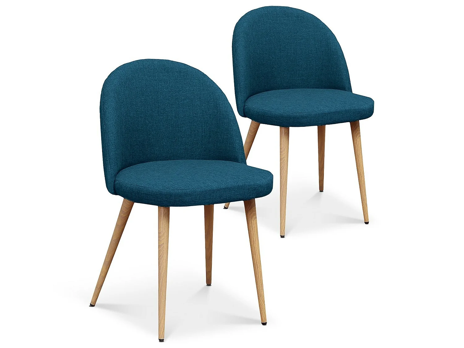 Lot de 2 chaises scandinaves Cecilia tissu bleu canard