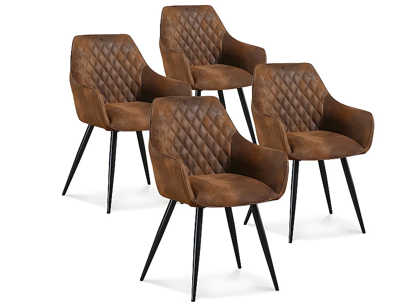 Lot de 4 chaises Victoria vintage pieds noir