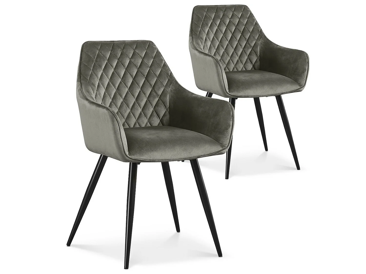 Lot de 2 chaises Victoria en velours gris pieds noir