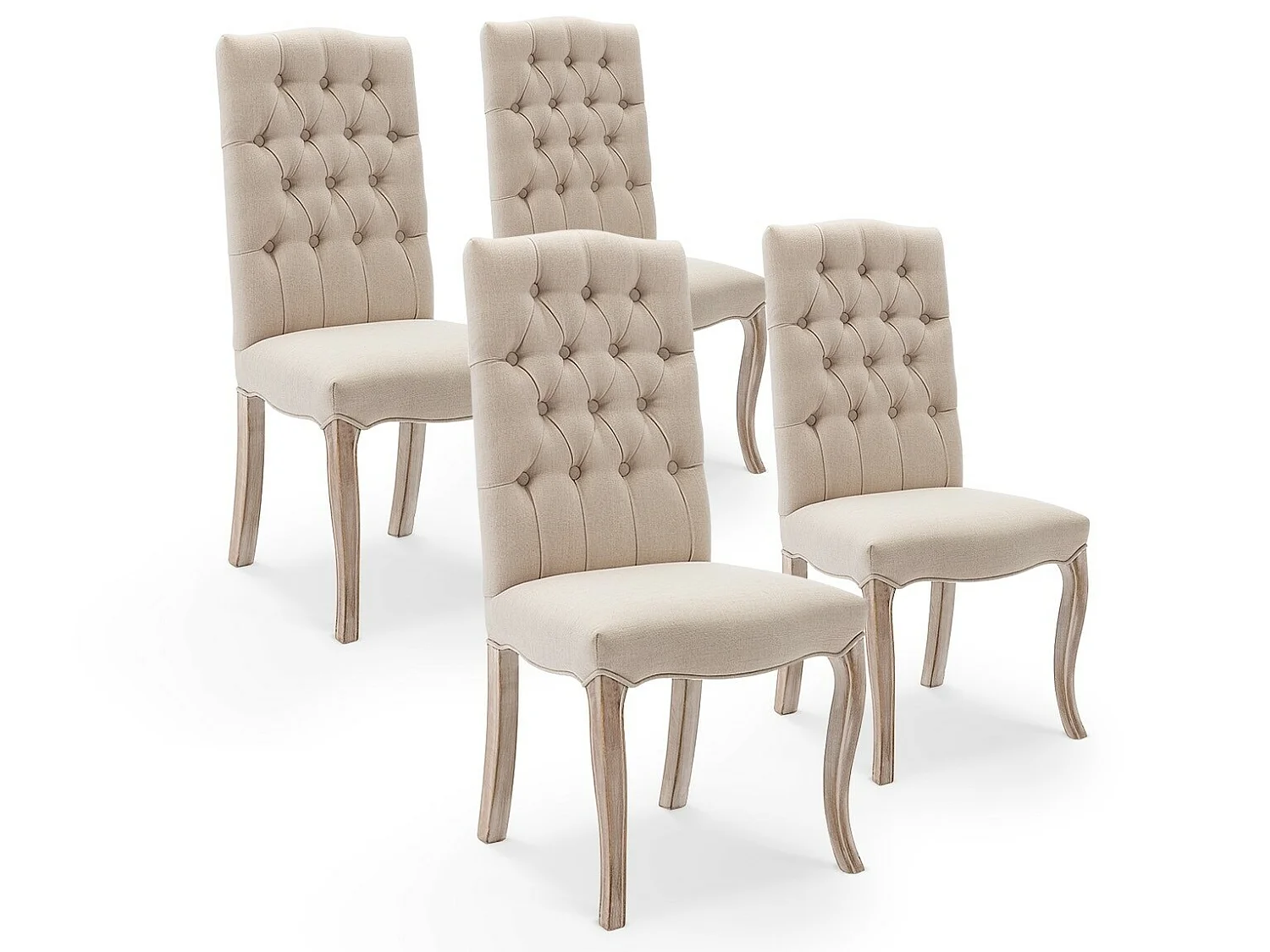Lot de 4 chaises capitonnées Jade tissu beige