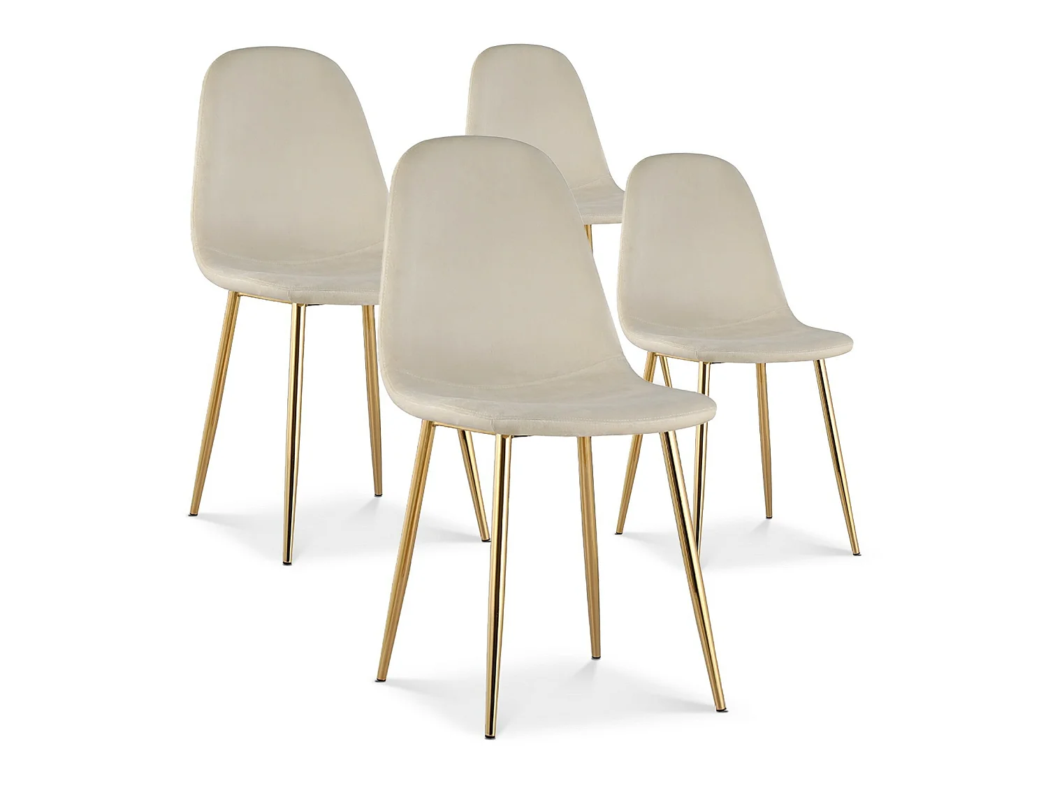 Lot de 4 chaises Bali velours beige pieds or