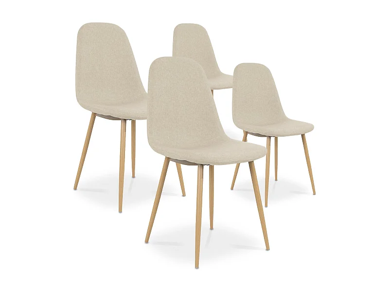 Lot de 4 chaises scandinaves Bali tissu Beige