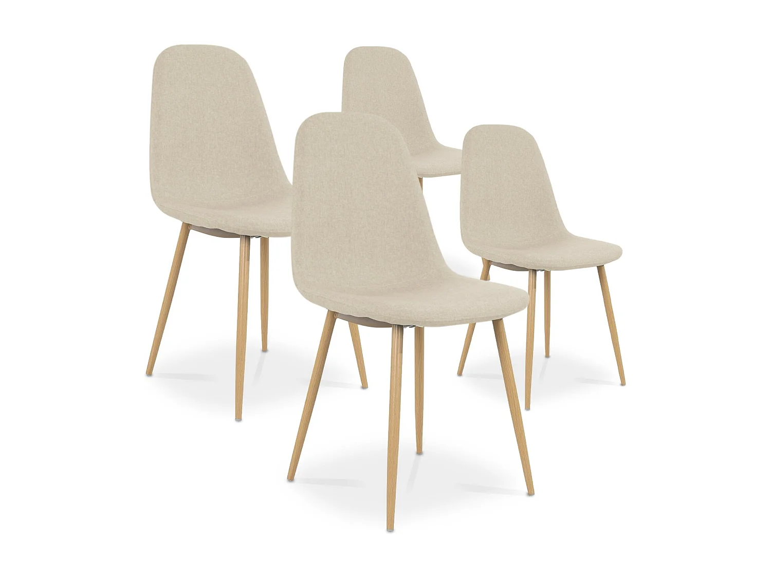 Lot de 4 chaises scandinaves Bali tissu Beige