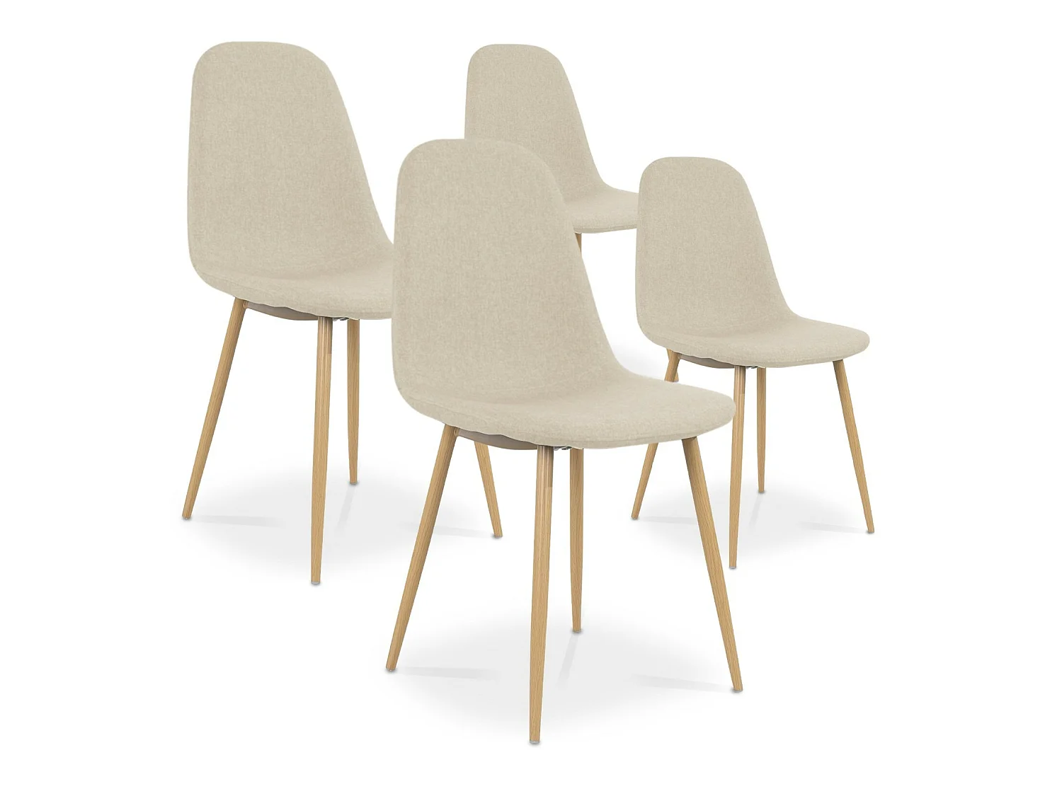 Lot de 4 chaises scandinaves Bali tissu Beige