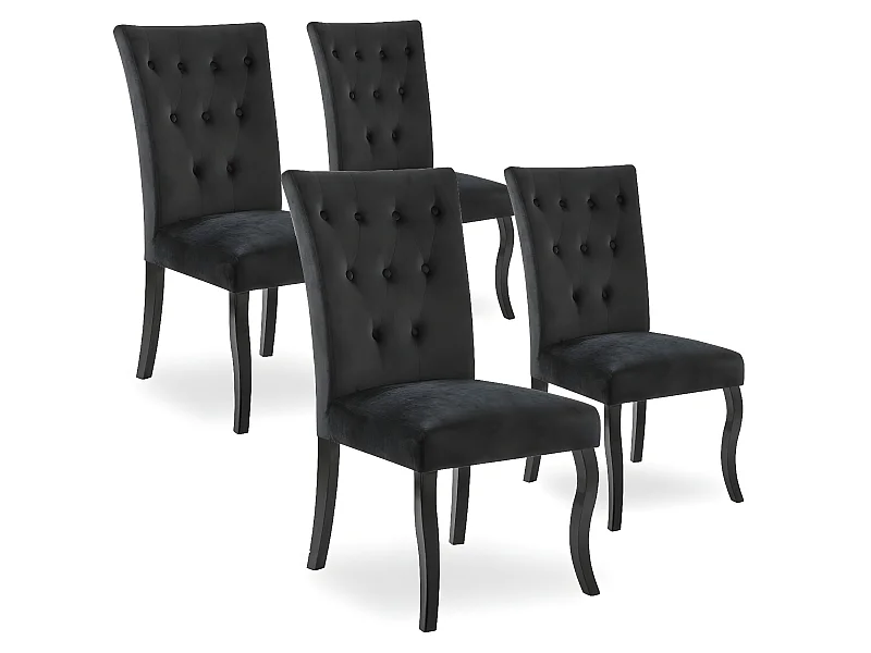 Lot de 4 chaises capitonnées Chaza Velours Noir
