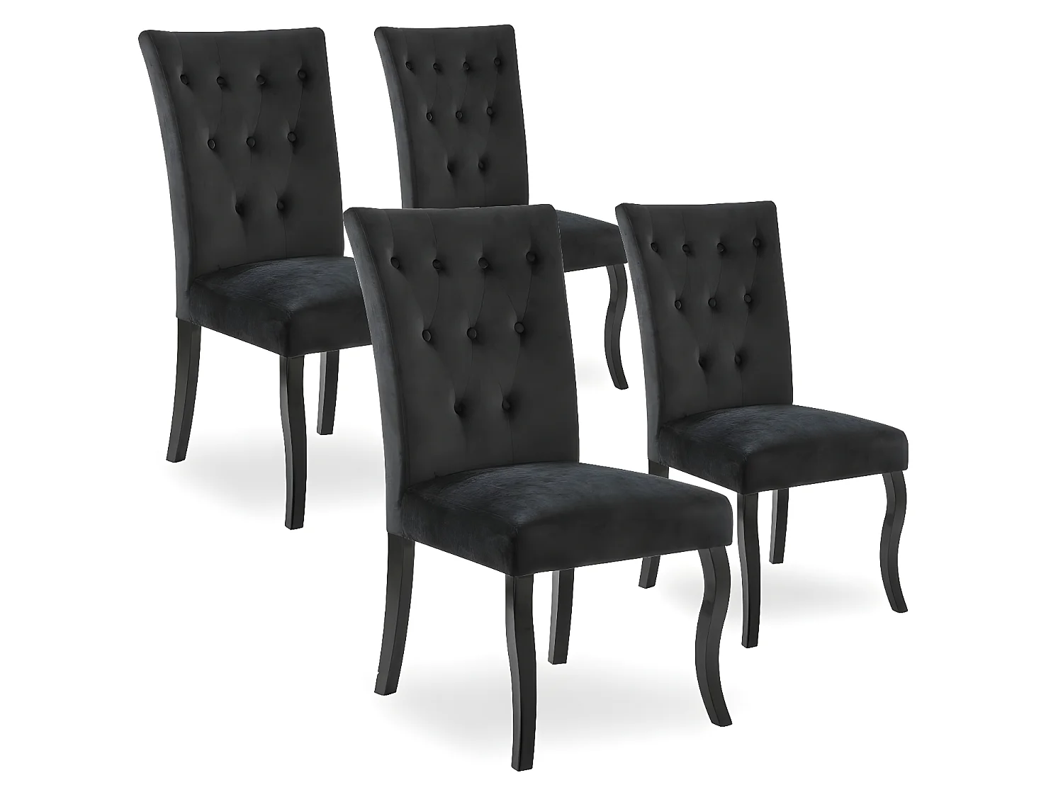 Lot de 4 chaises capitonnées Chaza Velours Noir
