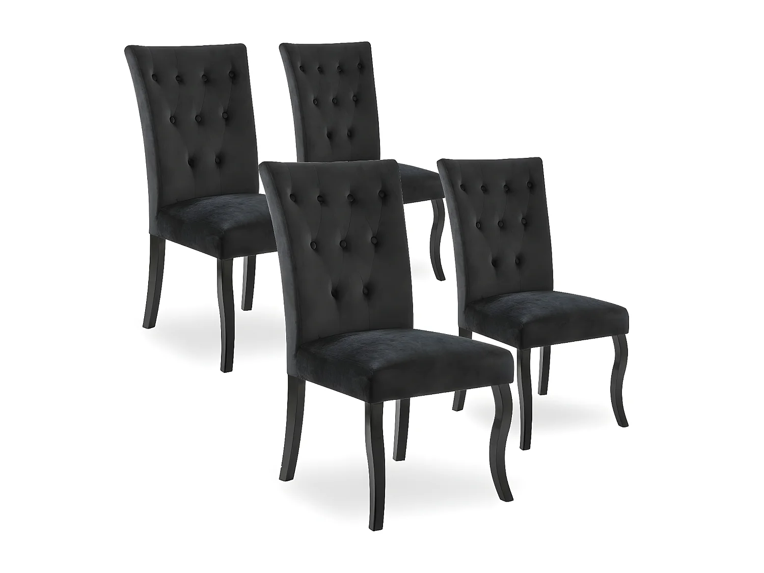 Lot de 4 chaises capitonnées Chaza Velours Noir