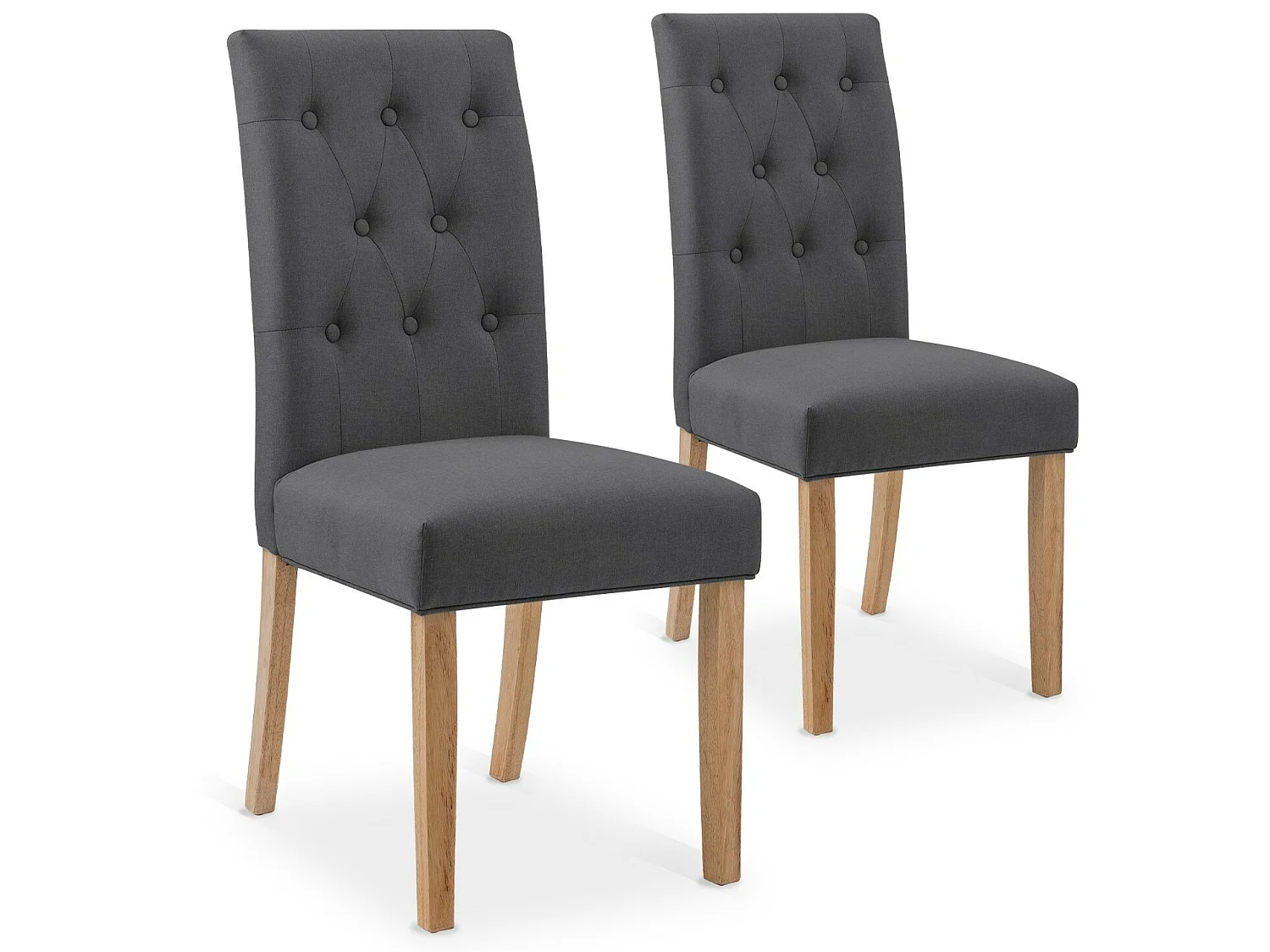 Lot de 2 chaises capitonnées Gaya tissu gris